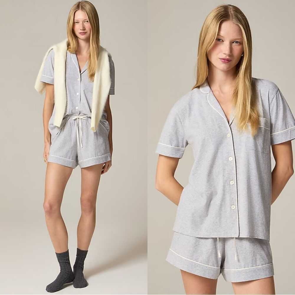 NWT J CREW Dreamy cotton-blend pajama short set in Geather Grey - Picture 1 of 7
